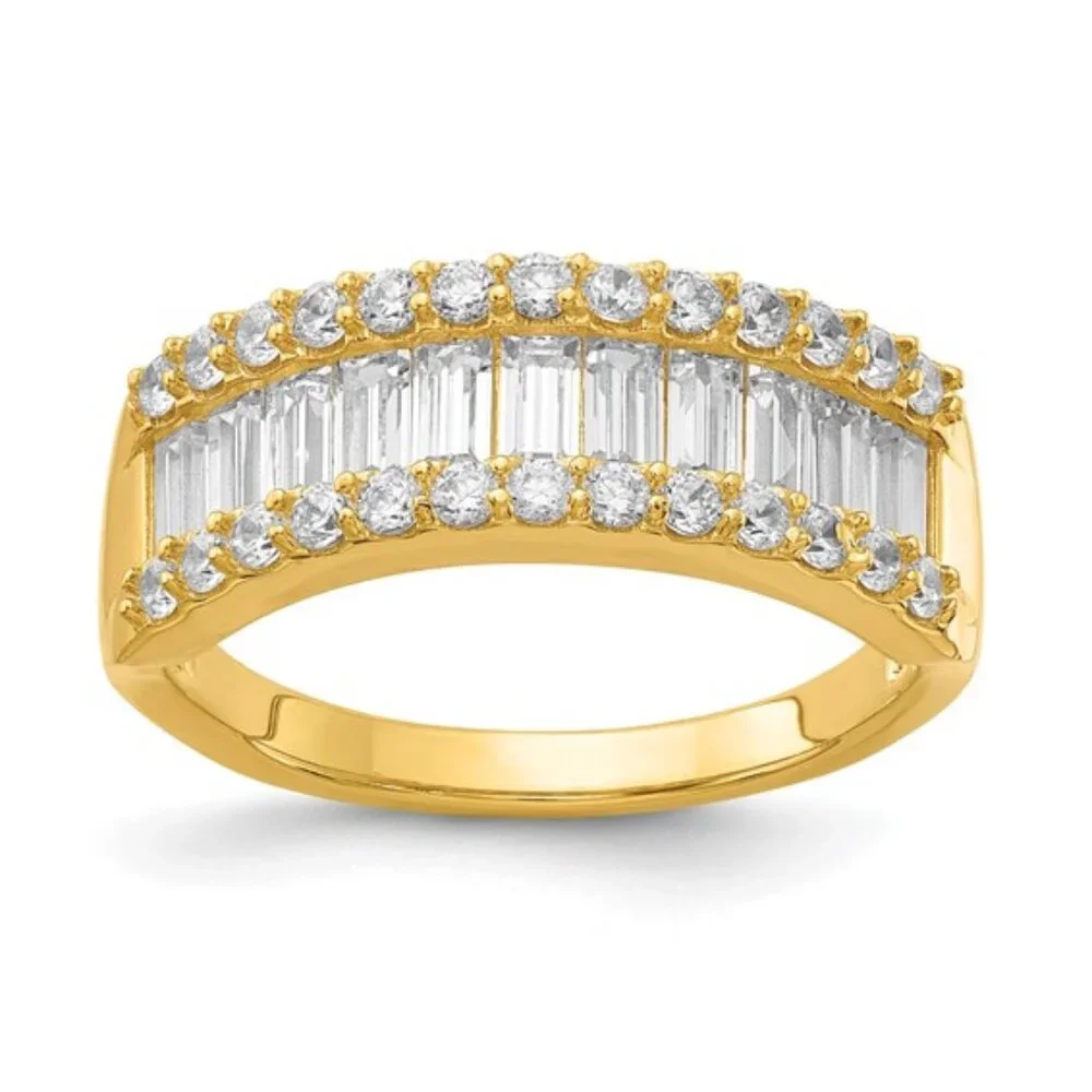Sterling Silver Baguette Diamonelle Channel-Set Band Ring – Yellow Gold Vermeil